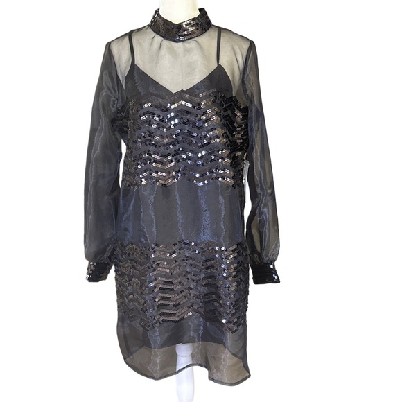 ModCloth Dress Women’s Small Sequin Sheer Black‎ - Picture 1 of 15
